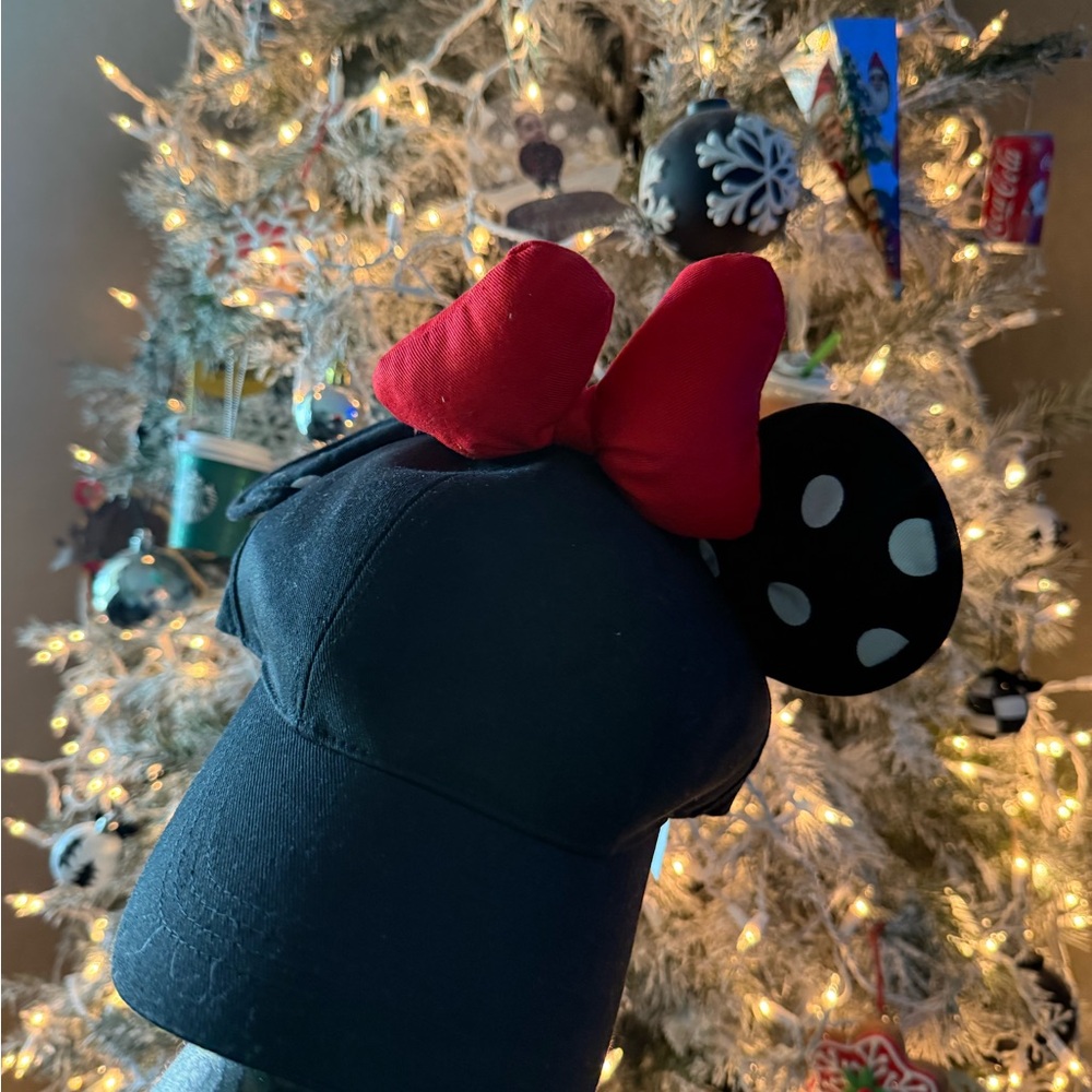 Disney Minnie Mouse Hat with Red Bow and Polka Dot Ears